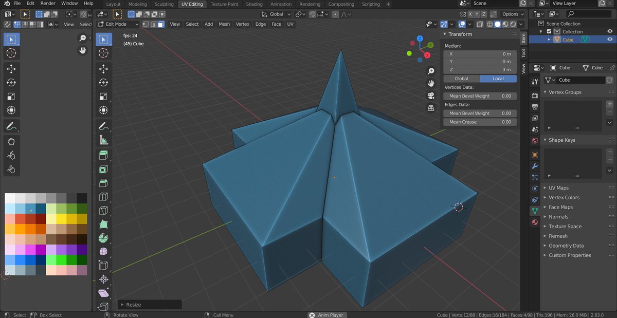 CianCodes's tweet photo. Trying to learn 3d modelling so I can use my own models in games. A lot harder than it looks. #unity #unity3d #blender #gamesdev https://t.co/Ynmubx058I
