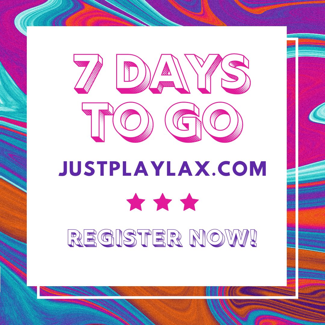 justplay_lax's tweet photo. By this time next week we’ll be already finished with our first day of games! Don’t miss it! We want you there! 

Grab some friends and meet us in Grapevine for 7v7 lax 🥍 https://t.co/oahaCgTItT