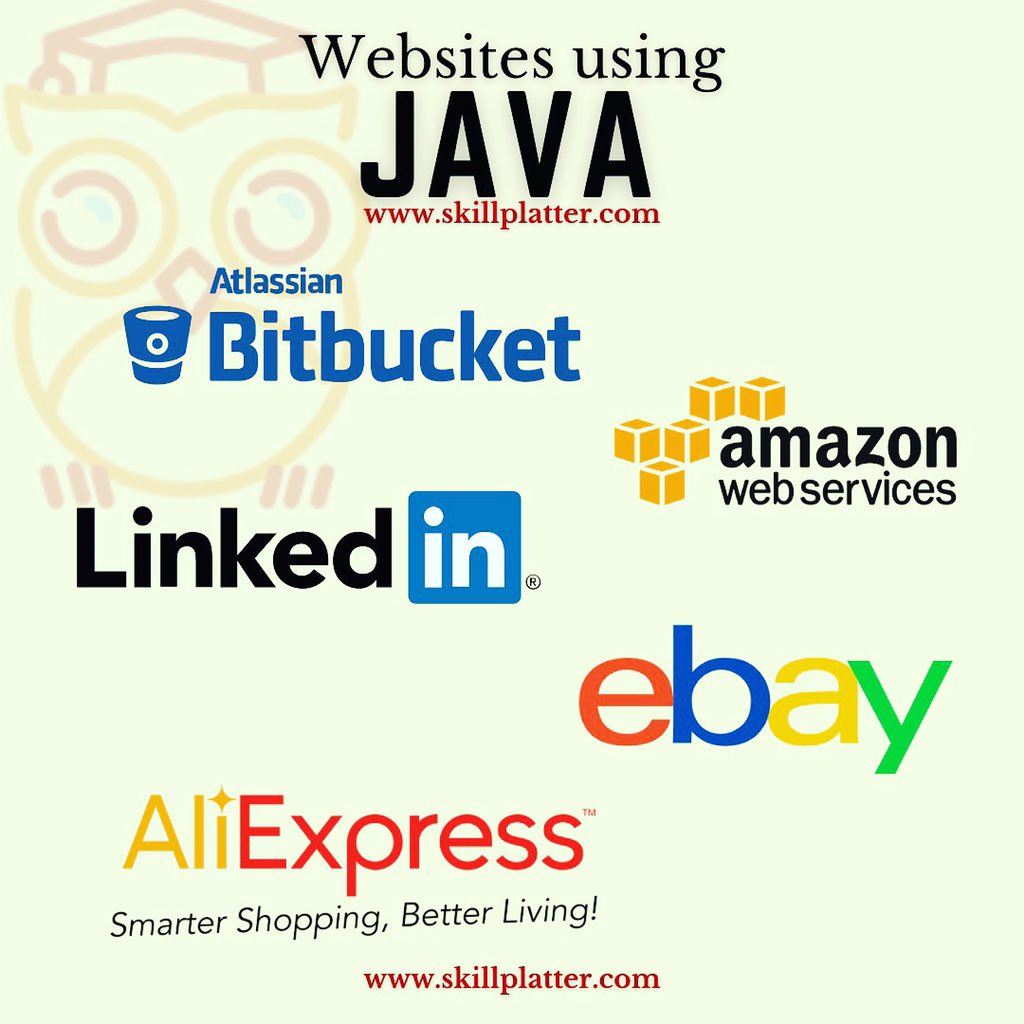 SkillPlatter's tweet photo. @java is used in many major websites like @Bitbucket, @AliExpress_EN, @awscloud, @LinkedIn @LinkedInIndia @eBay 

Tag your coder friends who either use or want to learn Java.

Do you know of any other Java-based websites? 
#tech #java #100DaysOfCode #Coding #code #programming https://t.co/uIyno1yOfn