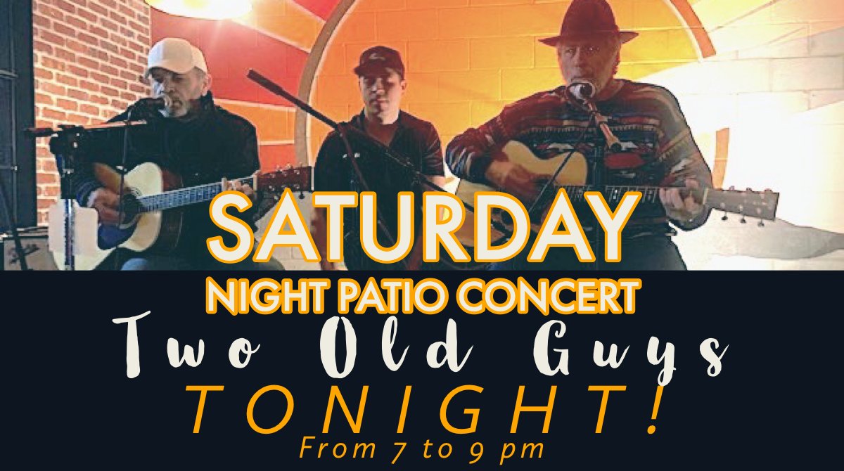 Stay home this weekend? We've got music on the patio by Two Old Guys from 7 to 9 pm. Pizza will be 20% off from 6 to 8 pm. See you soon!