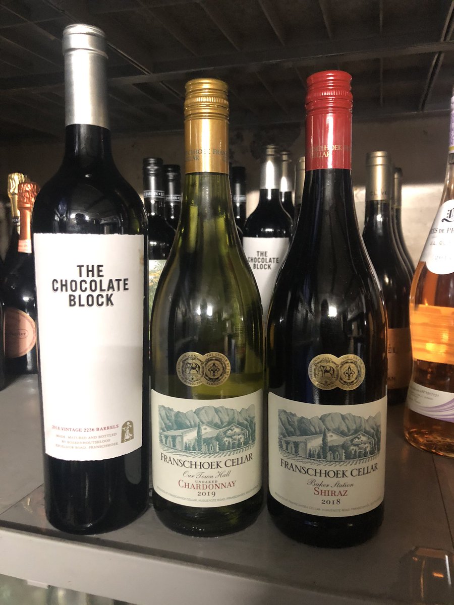 TenreiroMc's tweet photo. Doing our bit to support @sawine @hotelontheweir will add a couple more in the next week. @ChocolateBlock_ @Franschhoek_SA #southafricanwine #chocolateblock https://t.co/gsFs362dOj