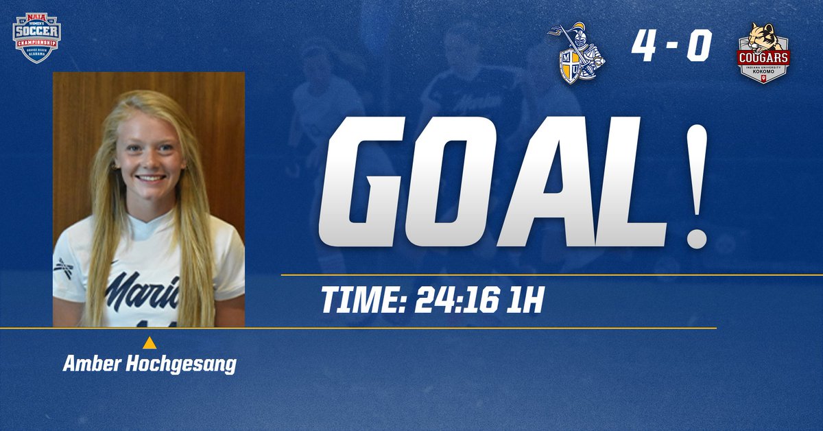 MUKnights's tweet photo. WSOC | 24:16 1H | Marian 4-0 IU-Kokomo
GOAL!! The Knights get a fourth goal in the opening half as Amber Hochgesang scores, winning a scramble in front of the net to padd the lead! https://t.co/FJyYmCeYyn