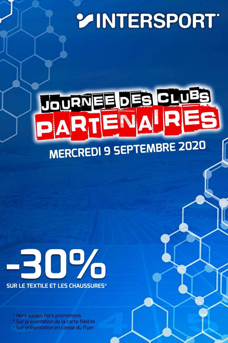 StadeRodezAthle's tweet photo. @INTERSPORT Onet-Le-Château, partenaire du @StadeRodezAthle , organise le Mercredi 9 Septembre 2020 la JOURNÉE DES CLUBS PARTENAIRES !!!
Tous les licenciés bénéficierons ce jour là d’une remise de 30% sur leurs achats textile et chaussure * (Voir conditions en magasin). https://t.co/7lbSa9EwAb