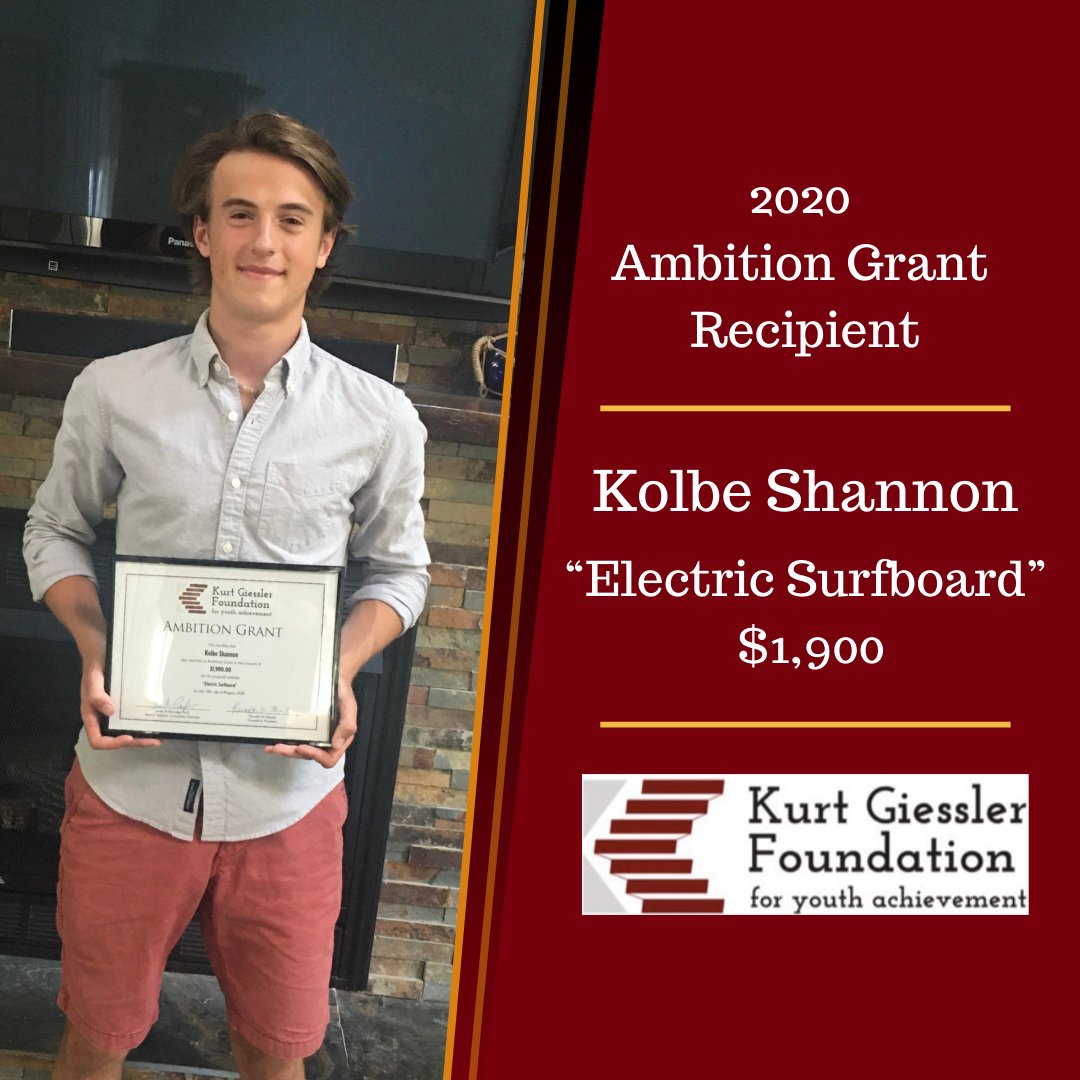 Kolbe Shannon (Plymouth, MA) was awarded an Ambition Grant for his “Electric Surfboard”.  Kolbe plans to create a lower cost electric surfboard that can aid in swimmer rescues.  #Award #Grant #Youth #STEM #Community #lifeguard #surfboard #PlymouthMA #Achievement