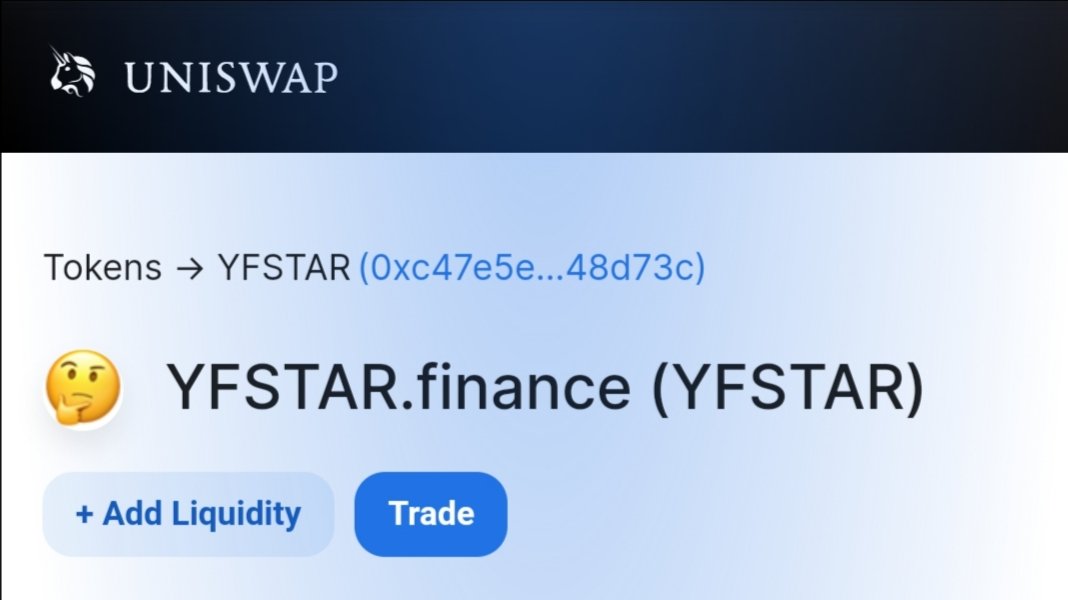 Yfstarfinance's tweet photo. $YFSTAR is live on @UniswapProtocol ⬇️⬇️⬇️🤔

https://t.co/7YBMUHMrkk

#DeFi #Uniswap $YFBeta $YFI $Yeld $SUSHI $YFII $YFL $YFV https://t.co/IlJWJW0EYY