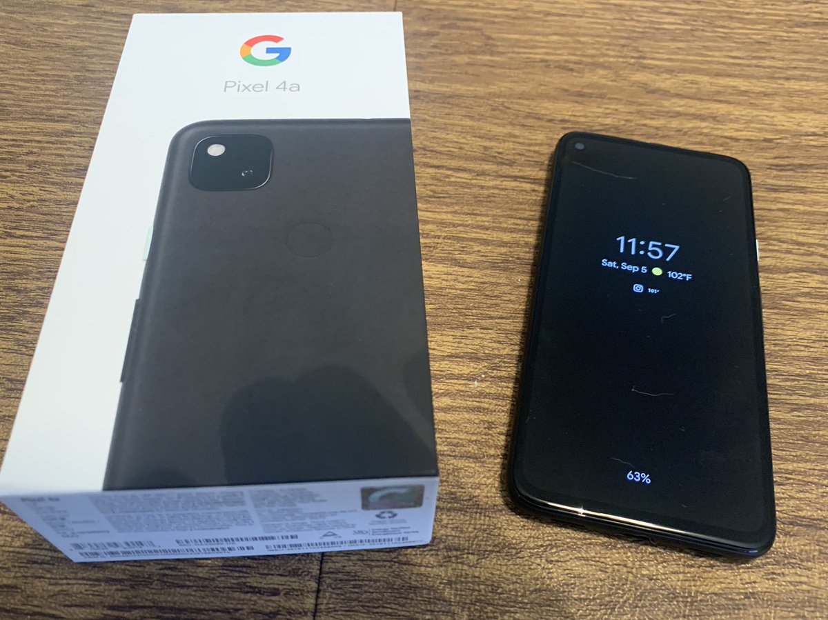 grunner01's tweet photo. My Pixel 4a arrived yesterday. I’m really impressed with this phone, the price and all it does. Googles interface is so much smoother than my Honor V 10 (I’m replacing). It takes much better pictures and this display rocks. #Pixel4a #googlepixel4a #pureandroid @madebygoogle https://t.co/oYlHGDKa7f