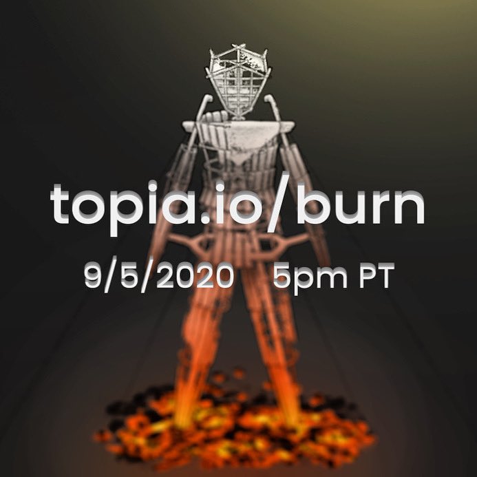 Topiaio's tweet photo. π₯The Man will burn today. 5pm PT in https://t.co/EO6Xc2Mvli
#burningman #topia #buildaburn #burningman2020 https://t.co/yiHdEj2GLq