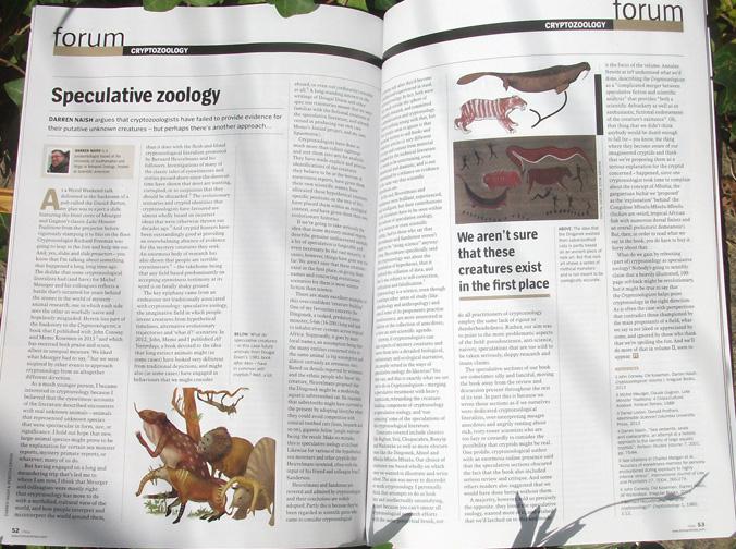 An argument can be made (we made it in the book The Cryptozoologicon, and I did again in a 2018 Fortean Times article) that cryptozoology overlaps substantially with speculative biology.  #SpecBio  #SpecZoo