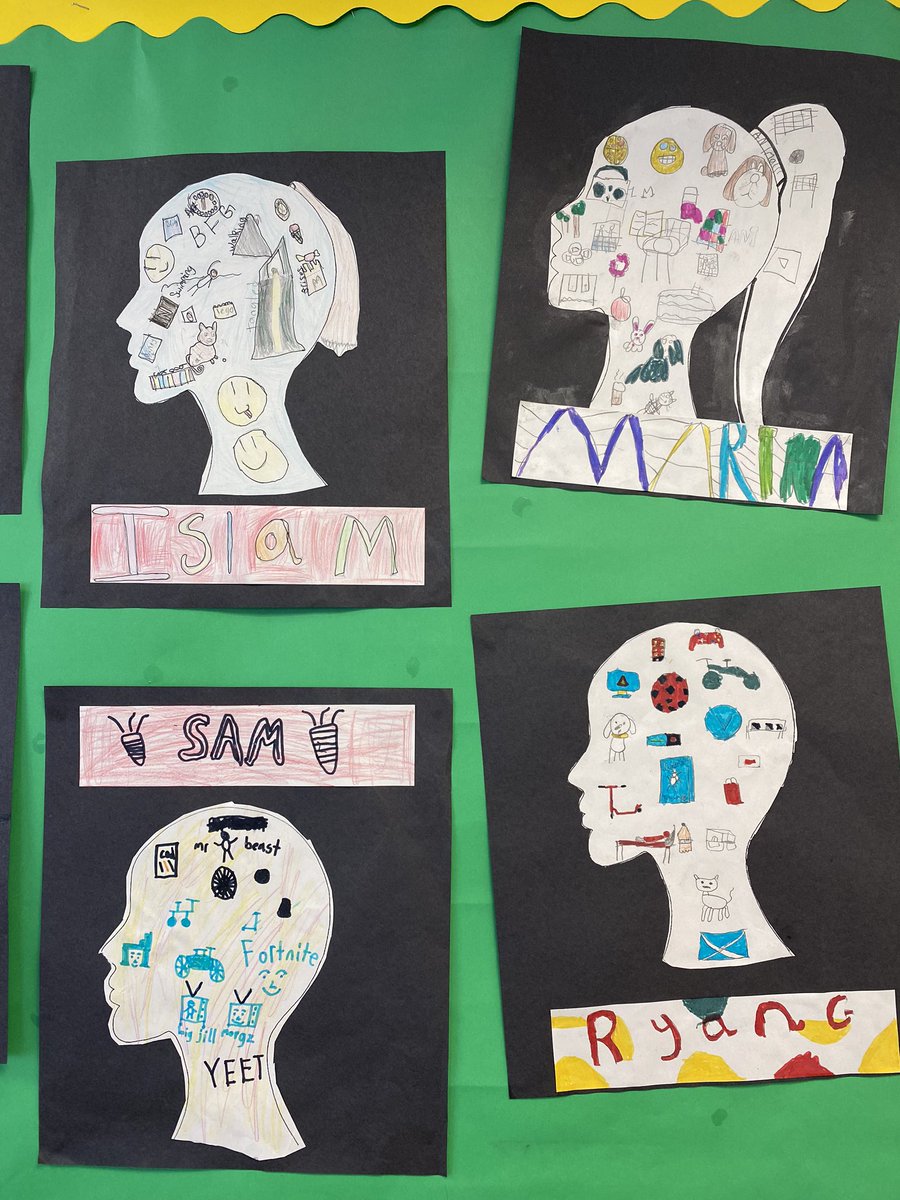 mrsmcbride1's tweet image. In P6/5 we have been working on drawing “what’s inside our heads”! What can you spot about us from our creations? 🤔😁 @MrsMcManusanto