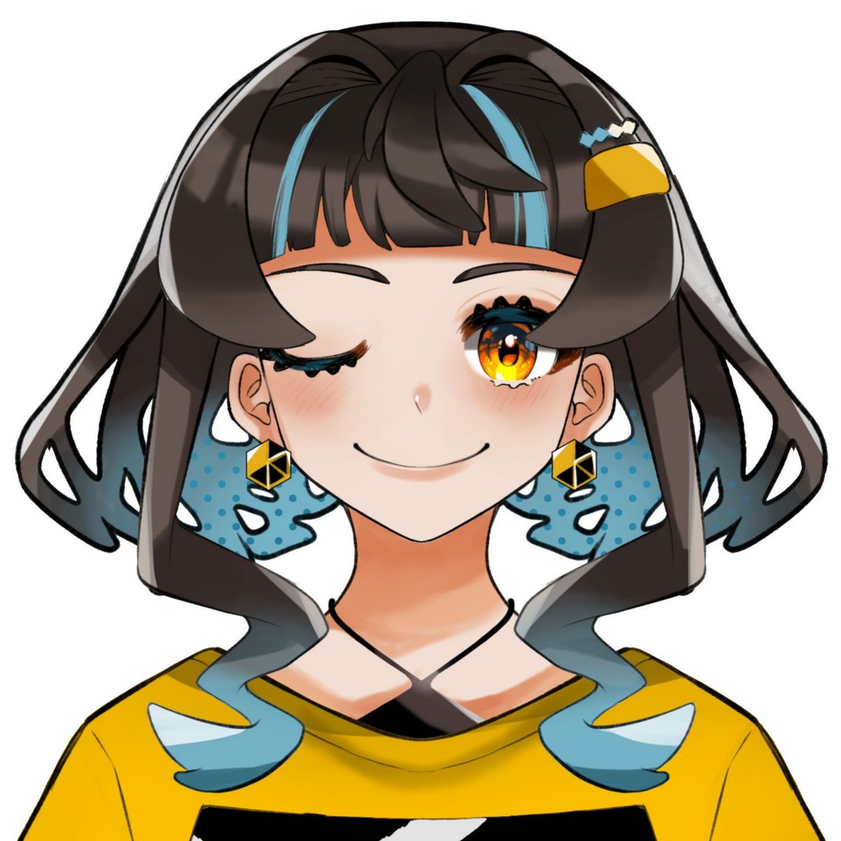 キルシュ 初期のイラストラフ テーマカラーは 琥珀色 に決めてて 髪を補色に近い色 おこうとおもってた 結果的にこの案より彩度高くなったし色数も増えた