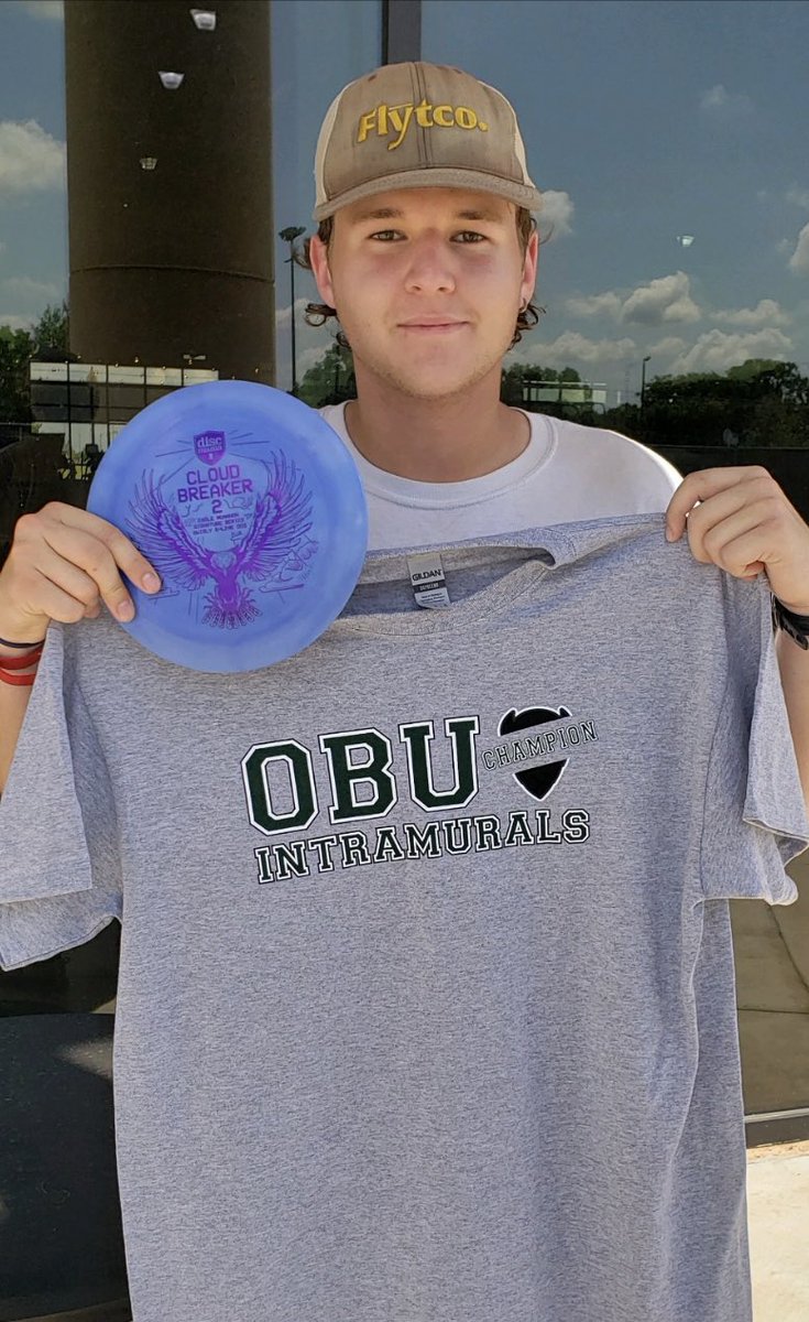 obu_intramurals's tweet photo. Congratulations to Caleb Spoo, he shot a 5 under par to win the Disc Golf Tournament and claim the Champion title! https://t.co/YcE0Wm4YOj