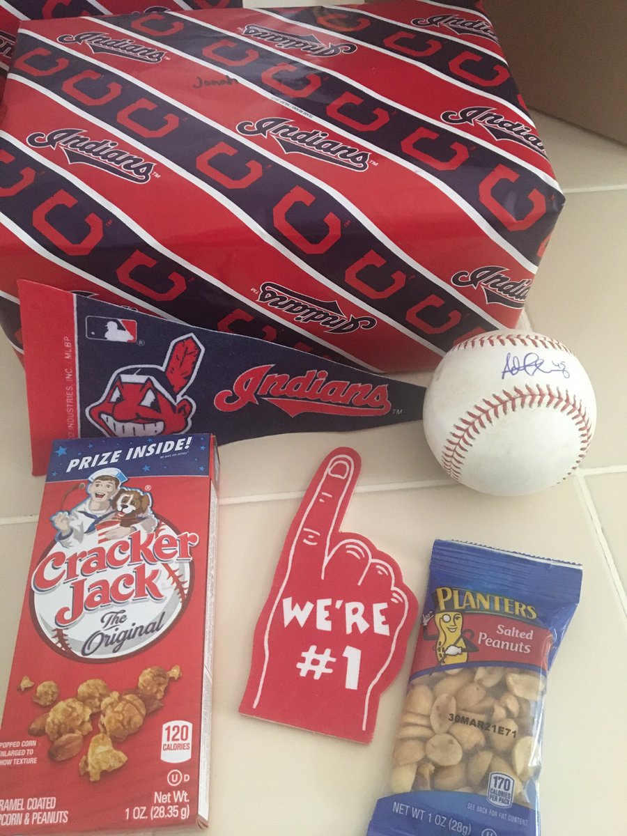FFPFfriends's tweet photo. Couldn’t take #FFPF🎗families to an @Indians game @ProgressiveFans this year so we teamed up with @MrsPlutko @PlutFamPartners to bring the fun to a few kids Box included peanuts cracker jacket pennant foam finger &amp; a signed game ball ⚾️by @PapaPlut09 Meet cancer warrior Jonah! https://t.co/3kzrazg2jt