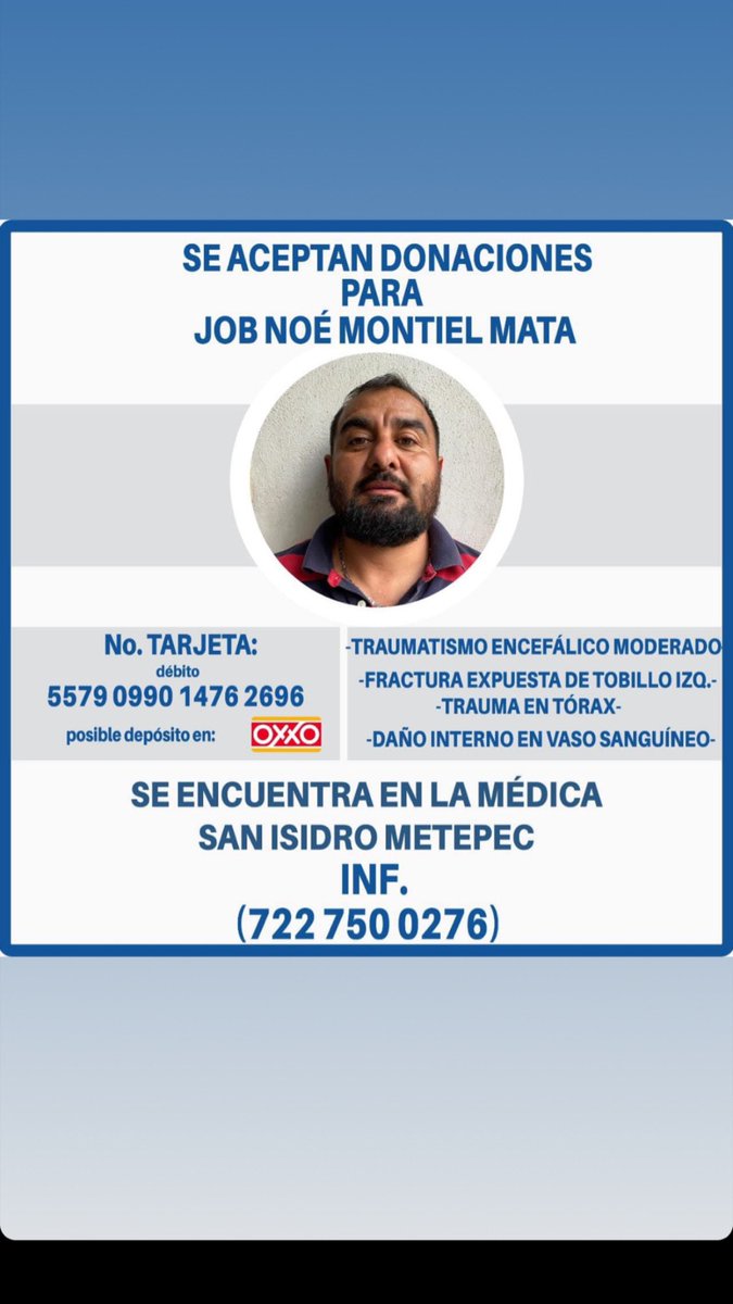 abnerin_nava's tweet image. I know this is not usual but my uncle had an accident and he is in a delicate condition. If you can help even with one dollar it would help a lot. And if you can’t donate please help us with your prayers cuz God can make miracles.