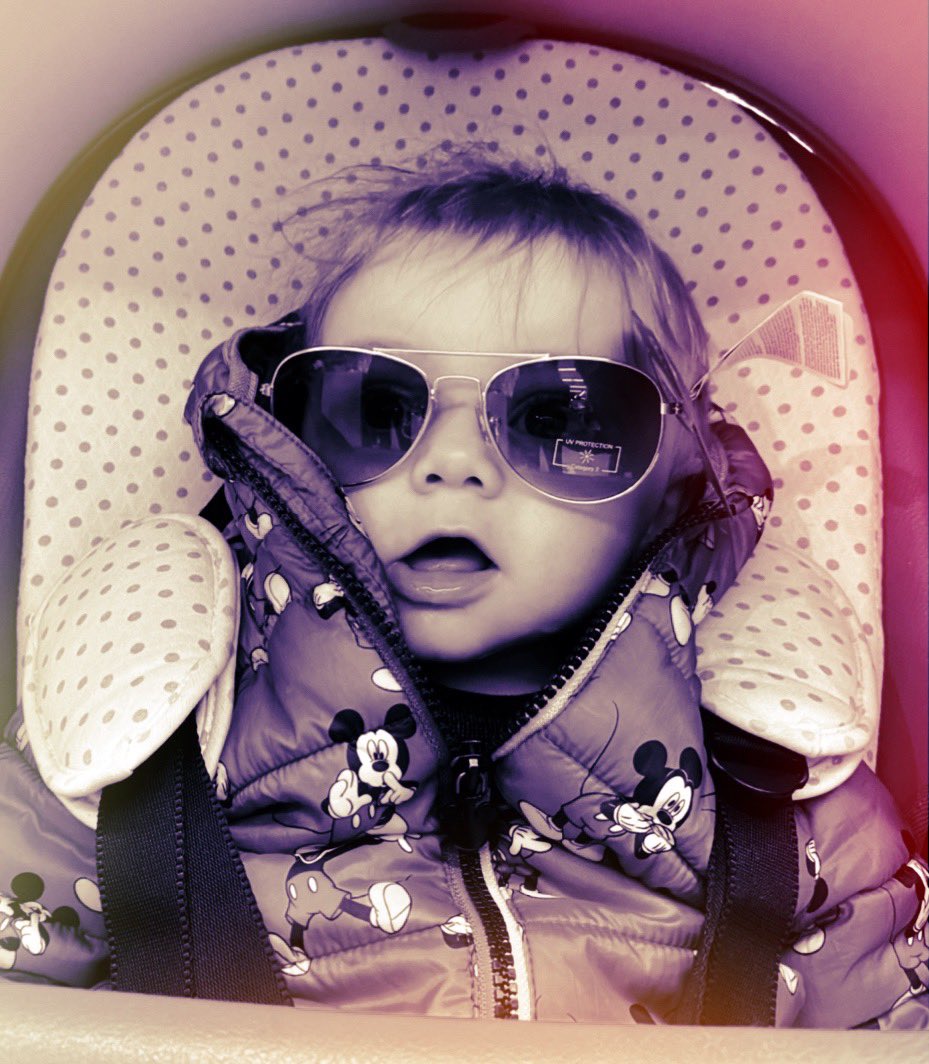 TribalGoat's tweet photo. My 6 month old little boy, Jorge, is channelling his inner Les McQueen with his new sunglasses @Markgatiss #ItsAShitBusiness #CremeBrulee https://t.co/V9cso9Oj04