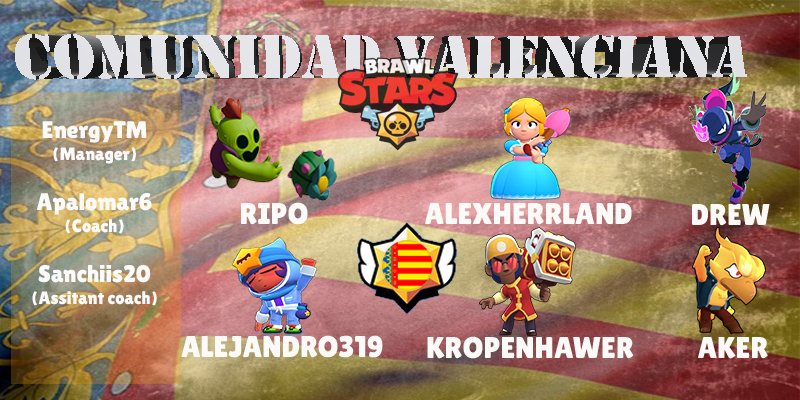 SValenciana_BS's tweet photo. ¡Este es el roster que nos representará esta temporada de la @CEbrawlstars!

💼 @EnergiTM
🗣️ @Apalomar19
🗣️ @Sanchiis20

👤 @AlexHerrland
👤 @Drew211
👤 @RipOBs
👤 @Ale319BS
👤 @AkerLcN
👤 @Kropenhawer

#AmuntValencia https://t.co/1ci8Dl1fZ4