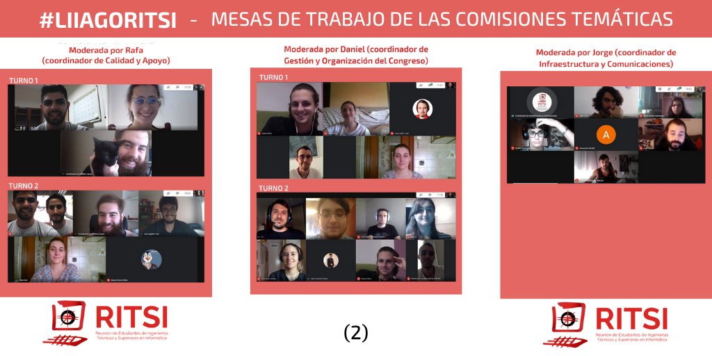 En la 2ª tarde de la #LIIAGORITSI realizamos los 2️⃣ turnos de las mesas de trabajo de las #comisiones temáticas💪🏼 y sus #conclusiones, donde se han sacado propuestas futuras para cada una de ellas.🗒

<a href="/melanie_m3cruz/">Melanie Mariam Cruz Morgado</a> <a href="/Alba_DPL/">Alba</a> @sonia_hakunas <a href="/rafalitox2/">Rafael Hormigo Gámez</a> <a href="/Daniel_MChaves/">Dani</a> <a href="/sinichi14/">Jorge C.</a>