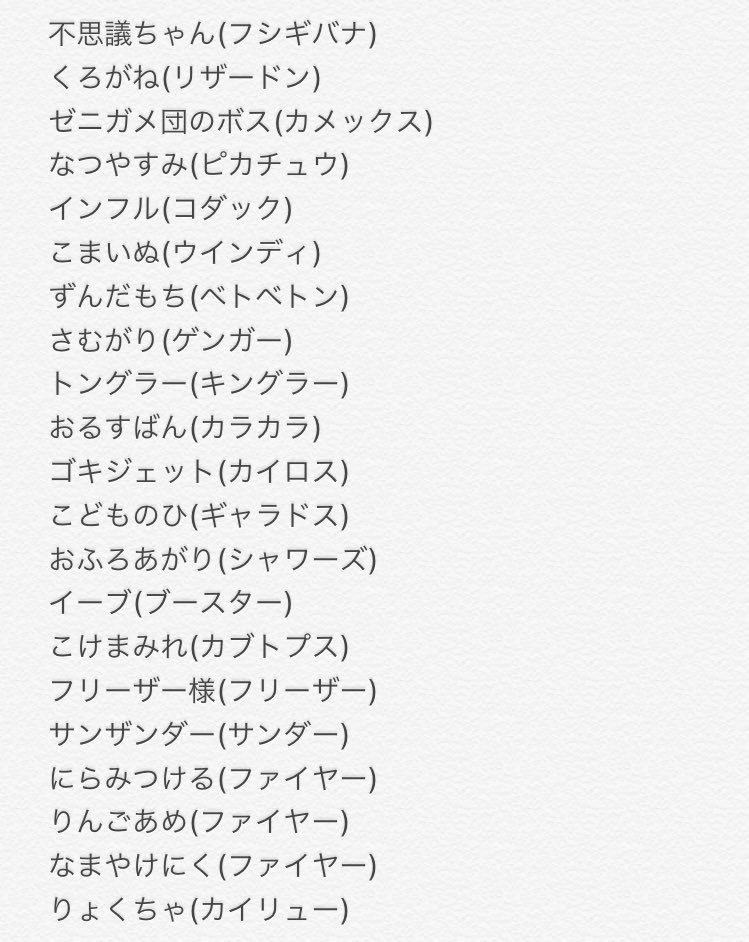 しらたま En Twitter 朝の時間を持て余して さんの色ポケニックネームまとめ作りました ご査収ください しらたま En Twitter 朝の時間を持て余して さんの色ポケニックネームまとめ作りました ご査収ください
