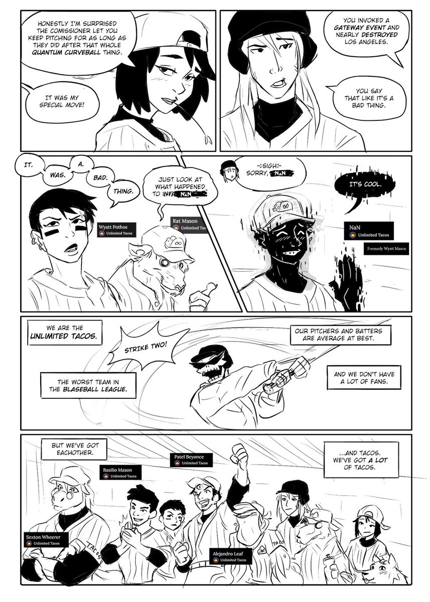 A short comic about some #Blaseball underdogs.  
<a href="/blaseball/">BLASEBALL COMMISSIONER ALTERNATE</a> @tacoblasebal #GoTacos