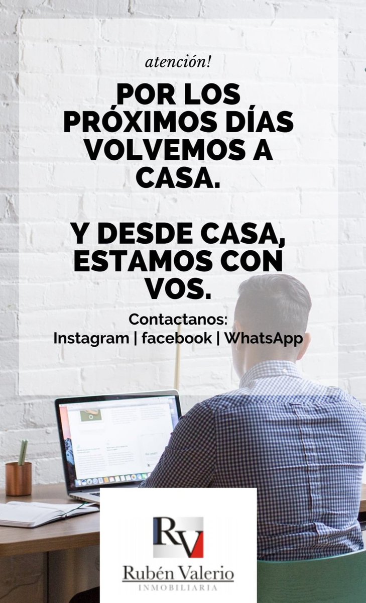 RVInmo's tweet image. Por los próximos días hacemos #homeoffice.. #desdecasa #estamosConVos..

#BuenFinDeSemana
