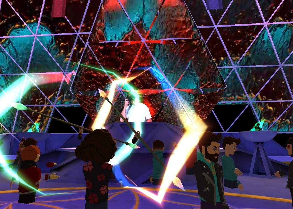 AshaMarie18's tweet photo. This year just keeps getting crazier... spent the evening dancing in @AltspaceVR at @diplo's first every live #VR performance in the @BrCvr #PlayAlchemist pyramid ๐๐คฏ๐๐คฏ๐
Legendary ๐๐
#XR #Diplo #BRCvr #BurningMan2020 #BurningManMultiverse #BurnWeek #AltspaceVR @ImmerseUK_ https://t.co/rHNCH6Ds6j