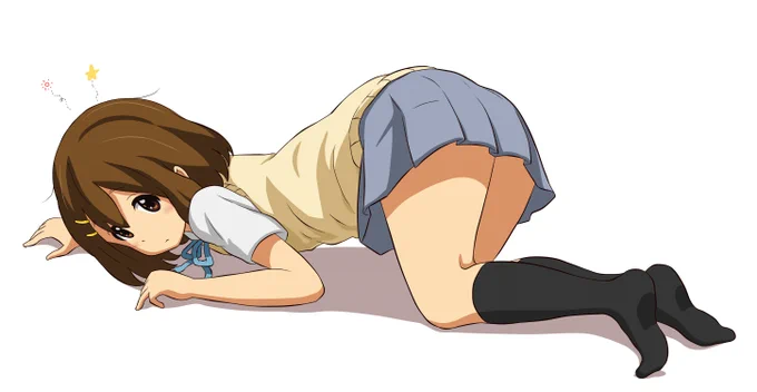 寝ぼけ四つん這い無防備唯ちゃん♪
色塗ってみたよ。 