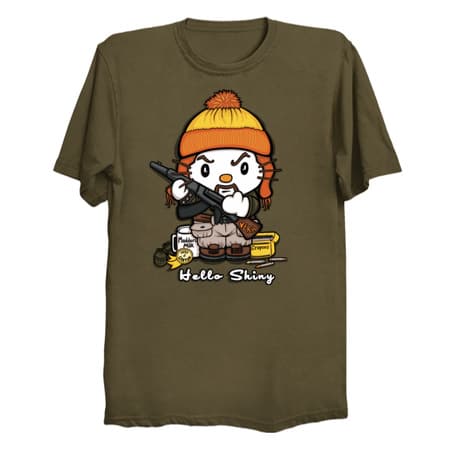 theshirtlist's tweet photo. HELLO SHINY T-Shirt - https://t.co/sgkLOAPf4H Firefly T-Shirt from @OfficeInkComics & @NeatoShop! #AmedaNowlin #Firefly #HelloKitty #JayneCobb #OfficeInk #Parody #TV https://t.co/4uaeU4BdYH