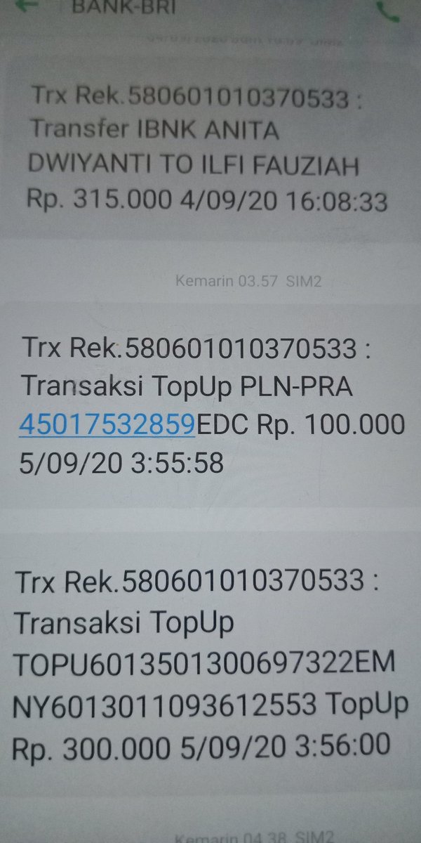dudy1818's tweet photo. @kontakBRI Saya beli pln ,token gak keluar , sms dr bri sukses , minta nomer tokenya min https://t.co/poXzK9OmuW