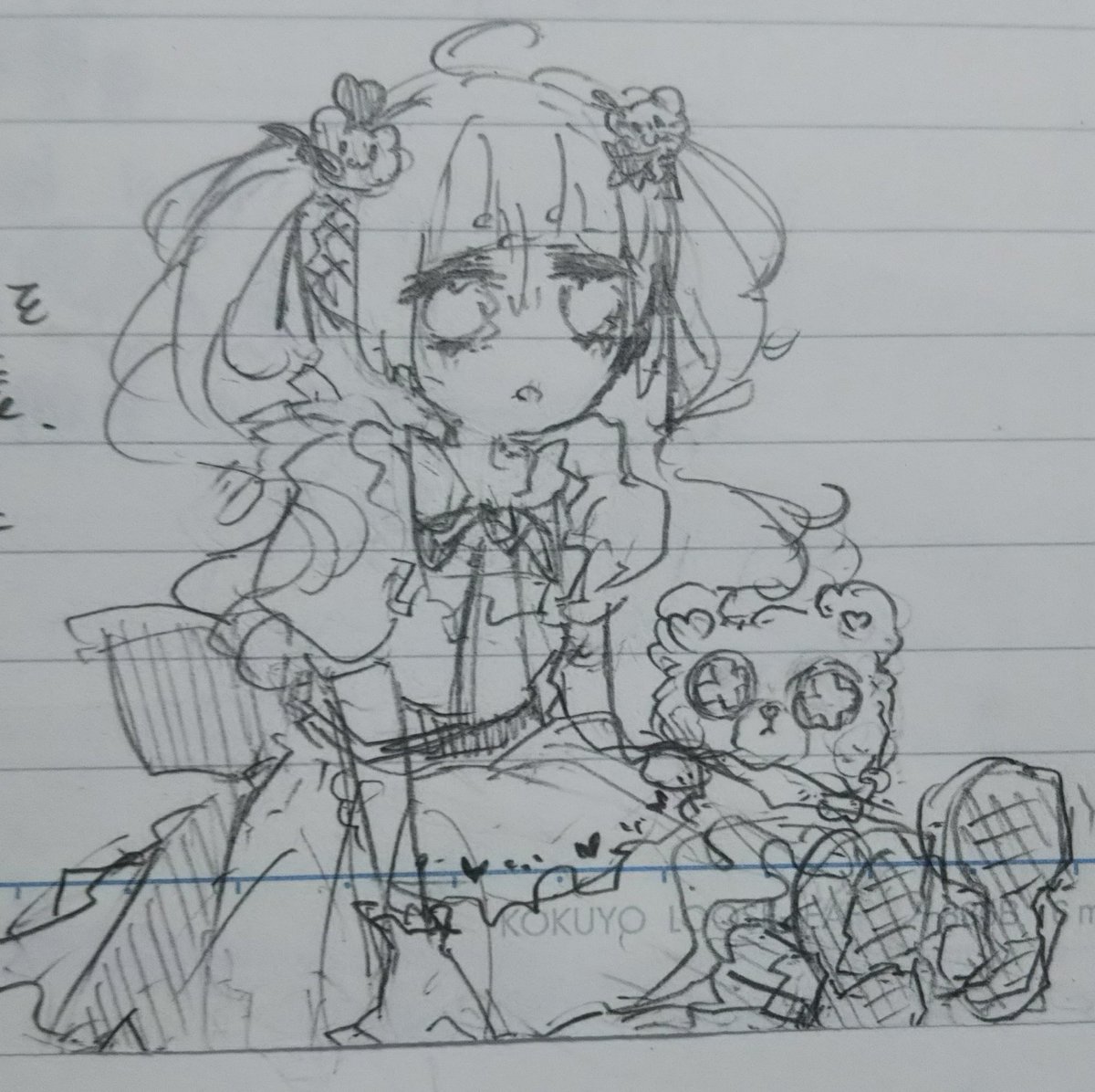 創作絵授業中に描くの楽しい✨((( 