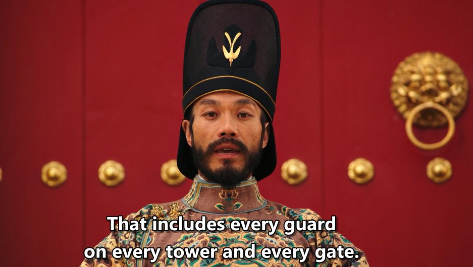 SO...IN PREPARATION FOR THE EMPEROR AND BORI KHAN'S EPIC MATCH OF YUGIOH: THE TRADING CARD GAME, THEY REDIRECTED EVERY SINGLE CITY GUARD TO A SINGLE SQUARE....