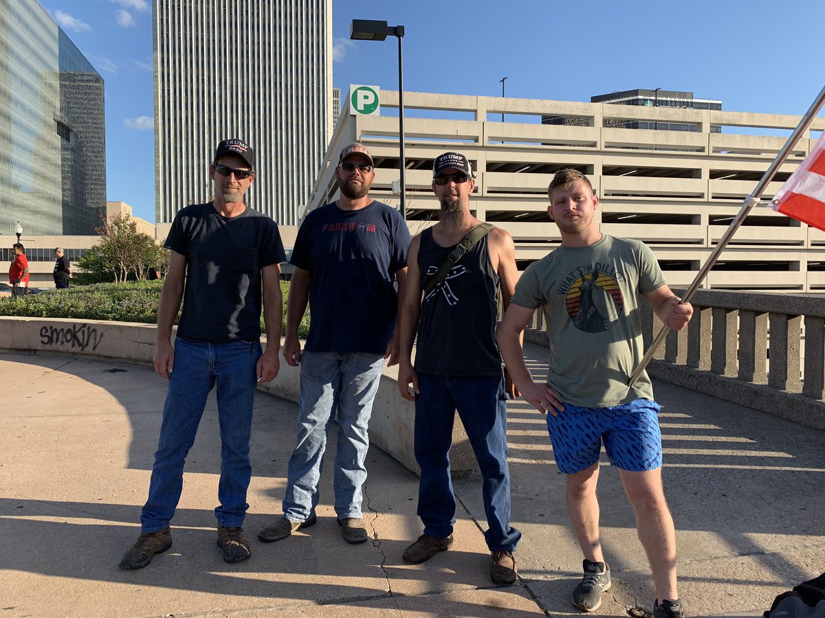 lilyrcummings's tweet photo. A rally titled “Tulsa Against Trump” happening now at the Center of the Universe. A group of men supporting the President were also here they say to make sure nothing is vandalized. @KTULNews https://t.co/CAbEzMLBpT