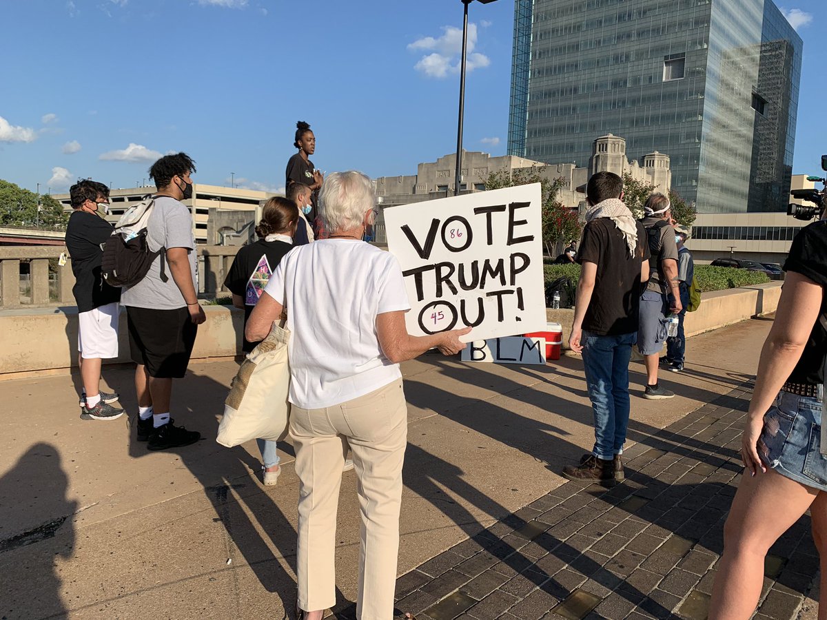 lilyrcummings's tweet photo. A rally titled “Tulsa Against Trump” happening now at the Center of the Universe. A group of men supporting the President were also here they say to make sure nothing is vandalized. @KTULNews https://t.co/CAbEzMLBpT