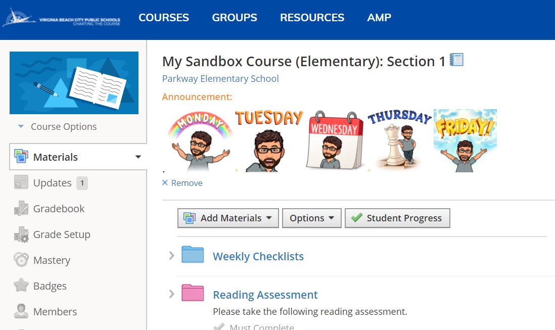 MrLewisVB's tweet photo. Check out this cool new Tech Tip I just learned from @twidlebuggy!  MAKE BUTTONS at the top of your @Schoology course homepage!   😱😱WHAT?!?😱😱

https://t.co/4eKLX3SHOu https://t.co/fCBotJrtDt