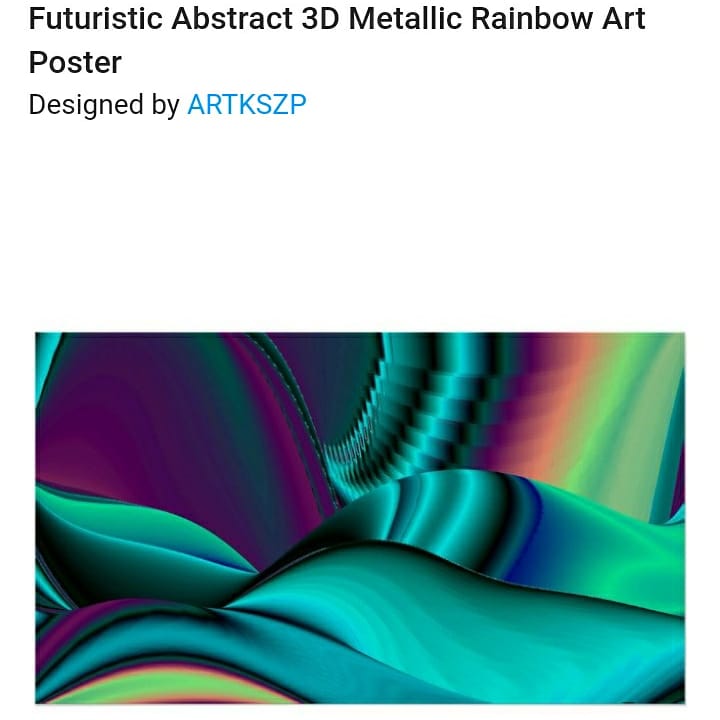 KrisiArtKSZP's tweet photo. Futuristic Abstract 3D Metallic Rainbow #Art #Posters
#New by #KrisiArtKSZP
On #zazzle
#3Dart #Metallicdesign #Rainbow #rainbowart #newproductline #newartwork #digitalart
#walldesign #walldeco
#offer #Offeroftheday #code #couponcode #coupons #promocode
https://t.co/QQt28WUCoD https://t.co/oPnBIG18TQ