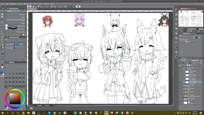 Finished the lineart and flat colors, all thats left is a little shading and a background, and then my first serious drawing in over 3 years is finally done. 