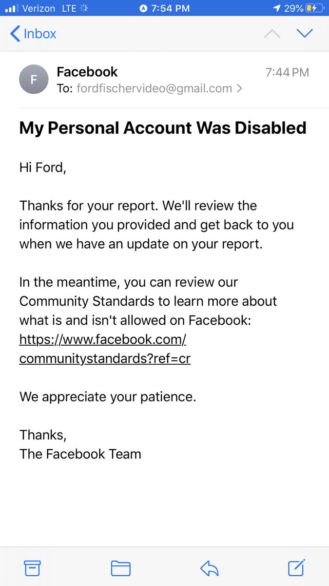 This is the automated message I got for submitting an appeal. I’ll look closer when I can sit at a computer but it appears Facebook outright deleted my (blue checkmark verified) account.