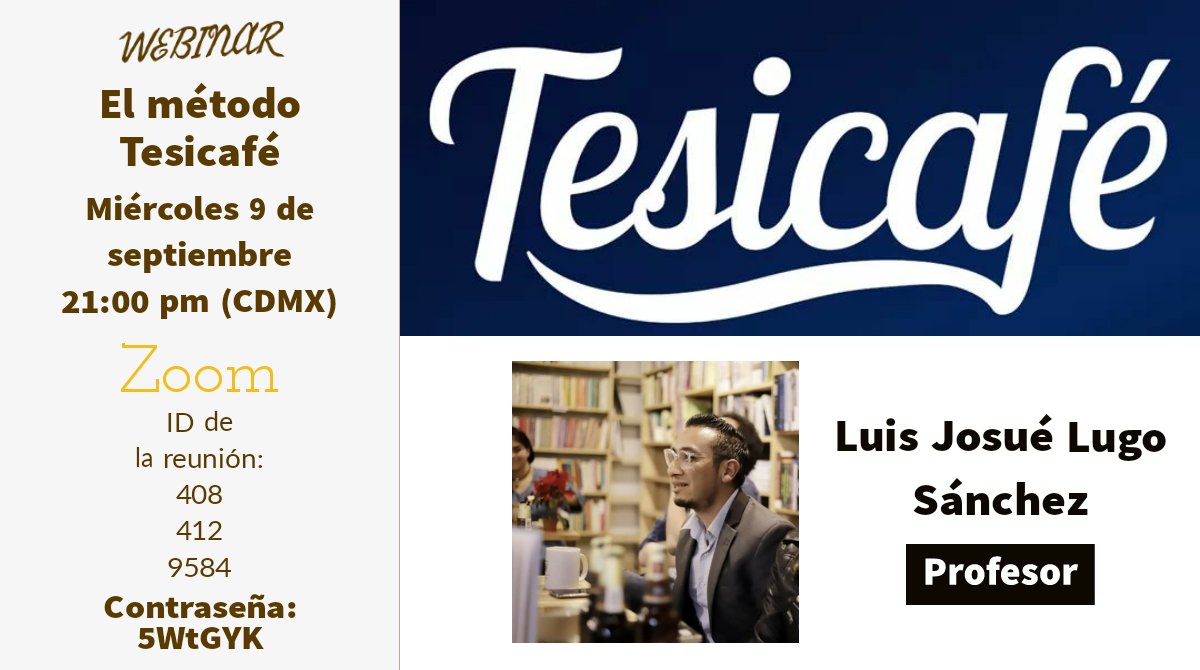 AugustoProcoro's tweet image. Los invito el día miércoles a este webinar en el que charlaremos con el profesor @josuelugo sobre el proceso vivido para llegar al método y proyecto Tesicafé. 

¡Los esperamos!