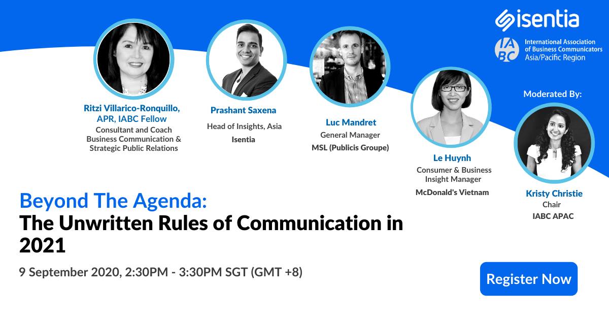 IABCAPAC's tweet photo. There is a lot happening around #IABCAPAC this week! Join us and partners @isentia on 9 September at 12pm India/ 2:30pm Singapore/ 4:30pm AEST for our next Beyond The Agenda: The Unwritten Rules of Communication in 2021. 

Register at https://t.co/9IbpAikb05 

#IABC #Comms2021 https://t.co/QgLWB06O4f
