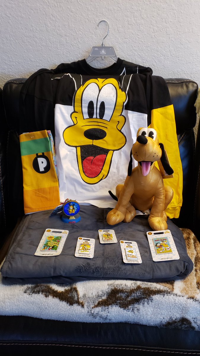 PawLUTO's tweet photo. Pluto's 90th Birthday Merch Haul. All of it is so cute! <3 #Plutos90thBirthday #Plutos90th #Pluto90 https://t.co/j6TM0Jnno6