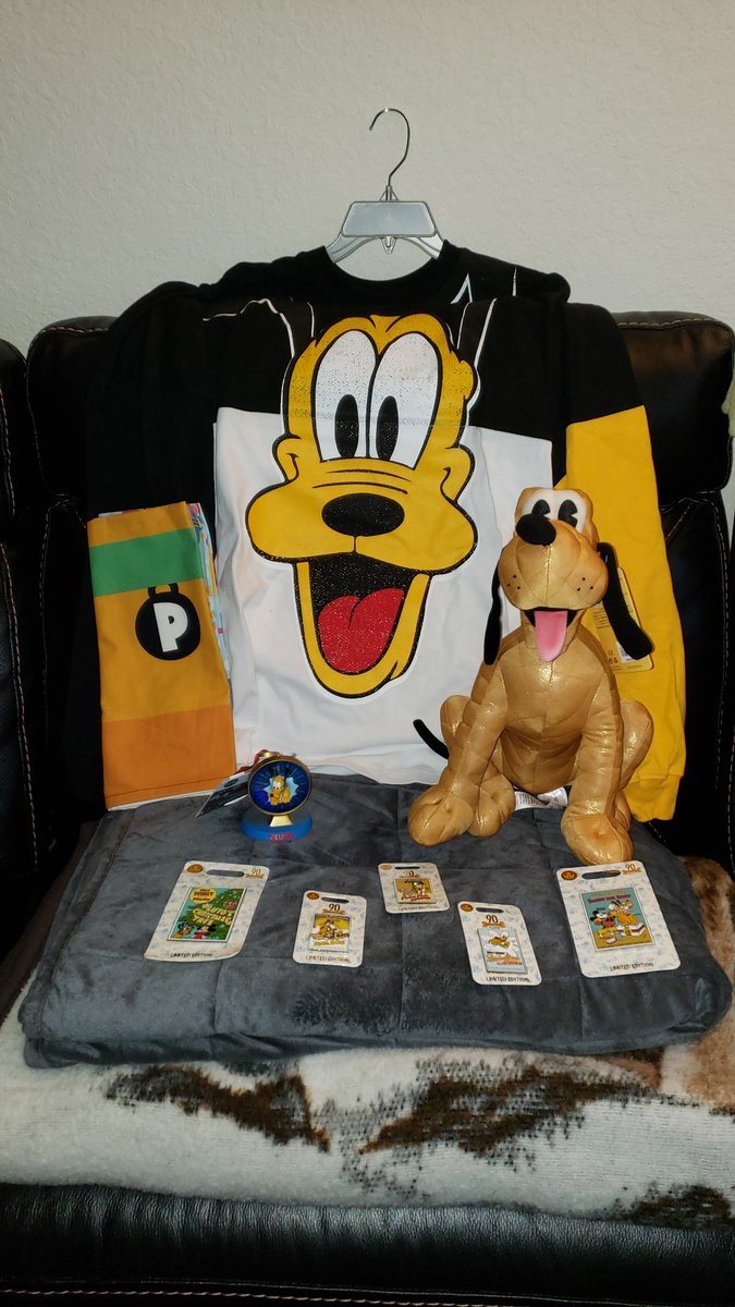 PawLUTO's tweet photo. Pluto's 90th Birthday Merch Haul. All of it is so cute! <3 #Plutos90thBirthday #Plutos90th #Pluto90 https://t.co/j6TM0Jnno6