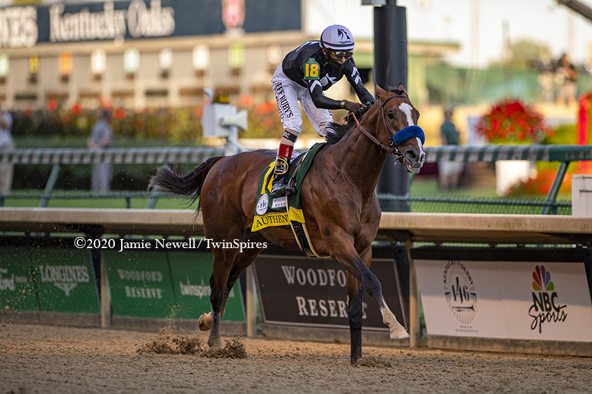 wowhorse's tweet photo. AUTHENTIC, with @ljlmvel up, wins the G1 Kentucky Derby for trainer Bob Baffert. https://t.co/XiD5WhmpdO