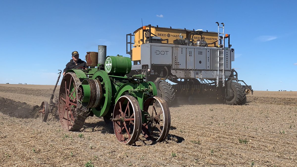 ChrisMorson's tweet photo. Highlight of my week was meeting Clyde Hall and seeing him put his 1918 tractor in the field with #DOT @Jay_Gerry24 farm at Griffin, SK. I get to be apart of some cool things with my career @RavenPrecision https://t.co/zDpFA4EA5S
