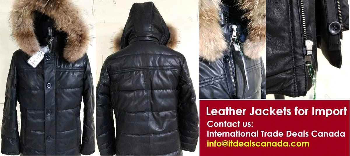 IntTradeCanada's tweet photo. Leather: Lamb Patina / Lamb Digital -Real Down filling for entire garment -Real Raccoon fur at collar--Polyester lining -Polyester buttons--YKK Zippers-Outer stitching – Used Nylon thick thread Imports for Canada / USA or other country. 

#leather #garments #leathergarments https://t.co/ej8D0RrH8C