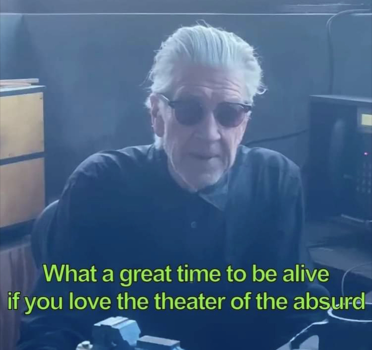 NightChannels's tweet photo. Absurdists rejoice π€‘ #NIGHTCHANNELS https://t.co/g3reCSlBke
. . .
#absurdists #davidlynch #davidlynchmemes #eraserhead #twinpeaks #twinpeaksposting #vhscollector #vhsofig #movienerds #moviebuffs #filmcritics #80s #90s #surrealism #nihilism #twinpeaksmemes #sadpeaks #2020mood https://t.co/SJSmaArjOq
