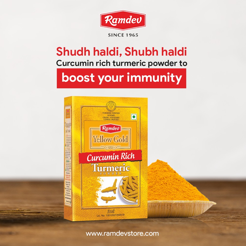 Ramdev_Food's tweet photo. Ab rakhe apne pure parivar ki sehat ka khayal, Ramdev Curcumin Rich Haldi Powder ke saath. Din me 2 baar - paani ya doodh me milakar piye. Aj hi order karein https://t.co/zcrJV370xJ

#RamdevMasala #RamdevHaldi #HealthyHaldi https://t.co/sSucoLWO4n