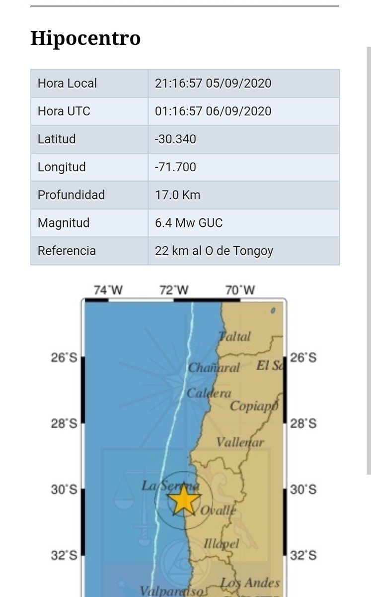 TuiteroSismico's tweet image. Fuerte Sismo 6.4 en
Centro Norte de Chile
#earthquake #Temblor #Chile 🇨🇱