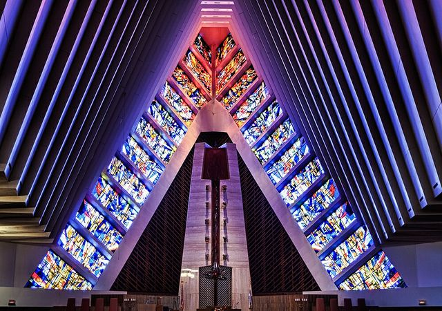 Congregation Shaarey Zedek was built in 1962 in Southfield, Michigan.It has been described as one of the "top 10 breathtaking places of worship" and "an erupting eternal flame into a concrete Sinai on the shoulder of Interstate 696"
