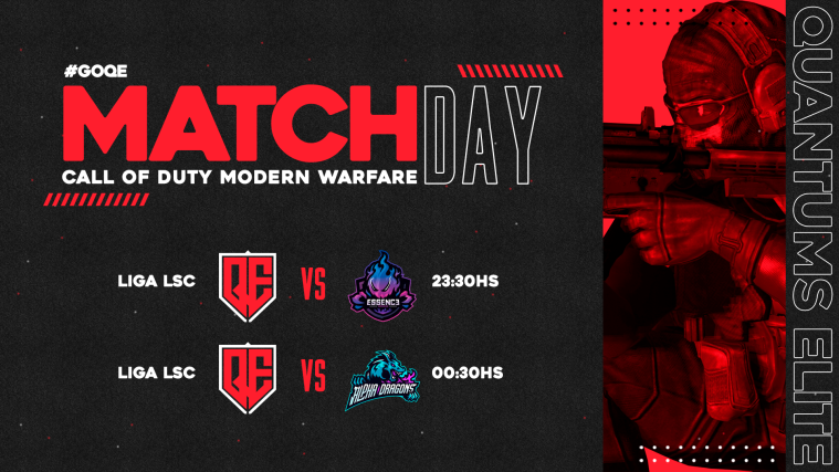 #CODMW | ¡MATCHDAY!

Hoy nuestros guerreros salen a dar todo por el equipo en dos encuentros complicado, pero sin duda darán todo para salir con la victoria.

🏆 <a href="/LSC_LATAM/">LIGA SUDAMERICANA de CLANES.</a> 
🆚 <a href="/EssenceGaming_/">Essence Gaming</a> 
⏰ 23:30🇨🇱

🏆 <a href="/LSC_LATAM/">LIGA SUDAMERICANA de CLANES.</a> 
🆚 <a href="/AlphaDragonsUy/">Alpha Dragons</a> 
⏰ 00:30🇨🇱