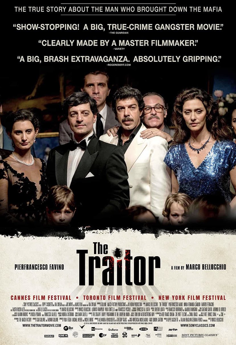 映画鑑賞ログ Movie Log 日本 シチリアーノ 裏切りの美学 原題 Il Traditore 英語 The Traitor 19 イタリア お勧め度 イタリアのマフィア撲滅に協力をしたブシェッタを中心に語られる2時間半の壮大作 実話ベースなので見応えはあるが残忍シーン