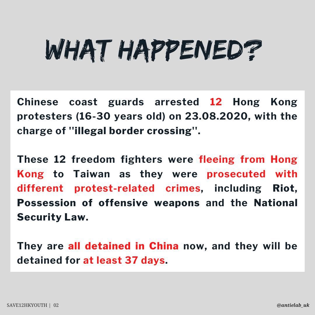hea_ps's tweet photo. @joshuawongcf Please help them, they are only aged 16-30. They kill no one but the government want to prison / kill all the voices. Cant imagine what will happened, there is no justice for them under Chinese law. Life imprisonment ... #save12hkyouths #StandwithHK https://t.co/ya2BB24ppZ