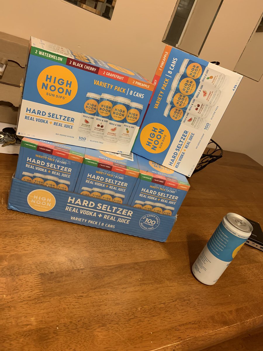 SScalfani's tweet photo. Hey @highnoonsunsips  i’m a big fan and love your drinks but its lame to get variety packs and they are all filled with one watermelon flavor 🙁 high noon how could you do this to me? I’m not mad but I’m just really disappointed. https://t.co/sw2QXUnR12